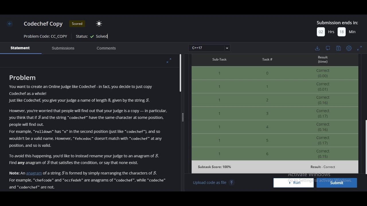 CodeChef Copy Problem Solution | Problem Code : CC_COPY | Code Chef August Long Challenge