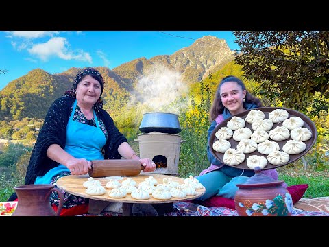 Georgian Khinkali - Cooking Traditional Dumplings in a High Mountain Village!
