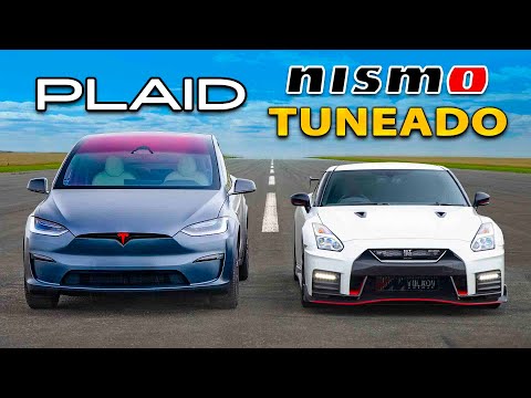 NISMO GT-R tuneado vs Tesla Plaid: ARRANCONES