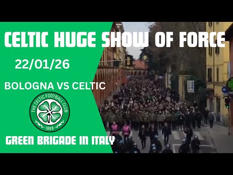 Celtic Ultras HUGE Show of Force in Italy - Bologna vs Celtic - Green Brigade Police Escort
