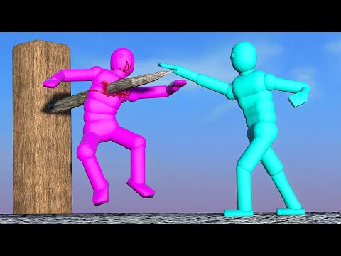 Smart AI Realistic Fight Simulation in Overgrowth (with active ragdoll physics)