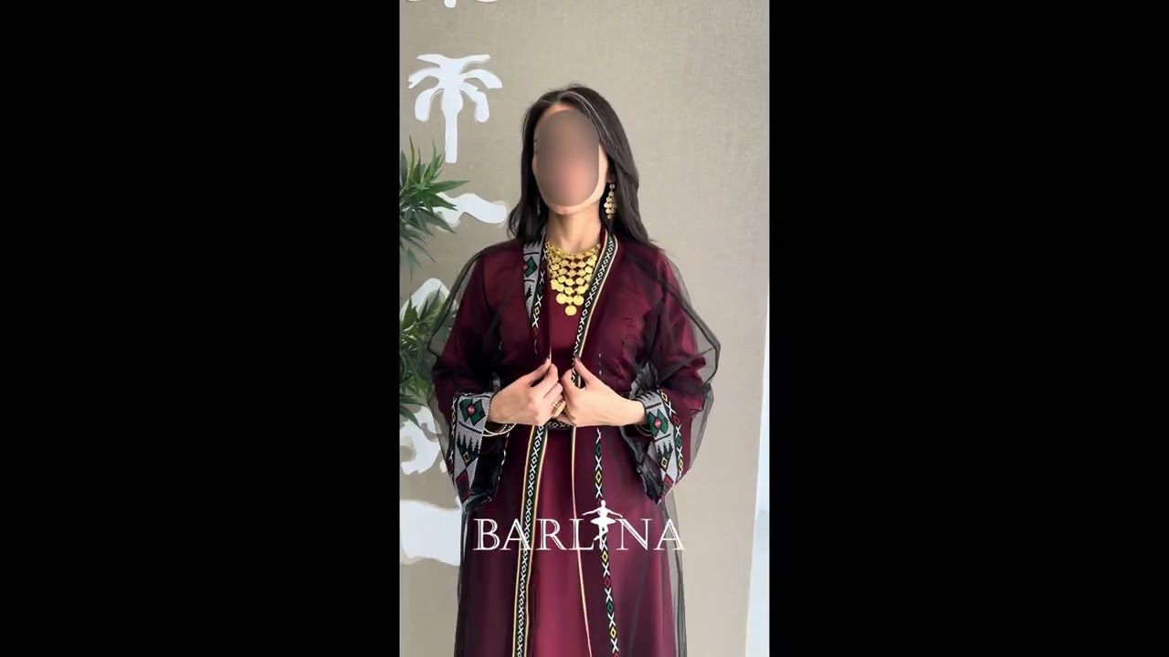 جلابية عنابي انيقة بتطريز تراثي - XL