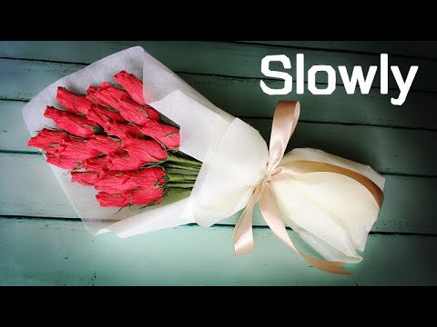 ABC TV | How To Make Rose Bud Bouquet From Crepe Paper (Slowly)- Craft Tutorial