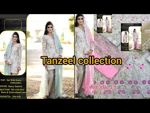Net With heavy embrodery Moti work pakistani suit | Tanzeel collection