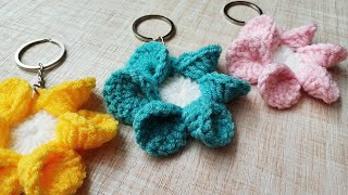 How to crochet keychain flower | Cute flower keychain crochet