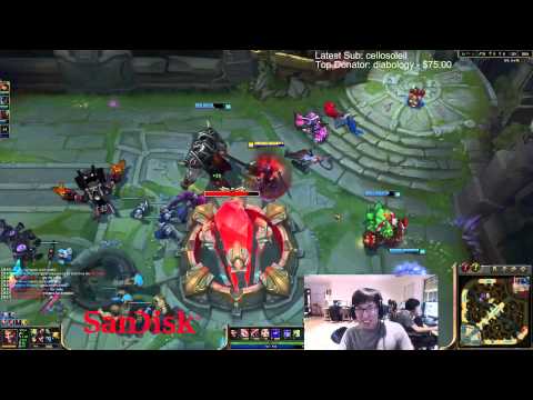 Ranked 5s CLG Doublelift Pentakill at Fountain - League of Legends