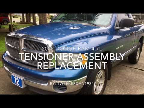 How to replace automatic tensioner, idler pulley and belt on 2002 Dodge Ram