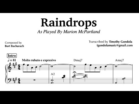 Raindrops Keep Falling On My Head by Marian McPartland| Piano Transcription