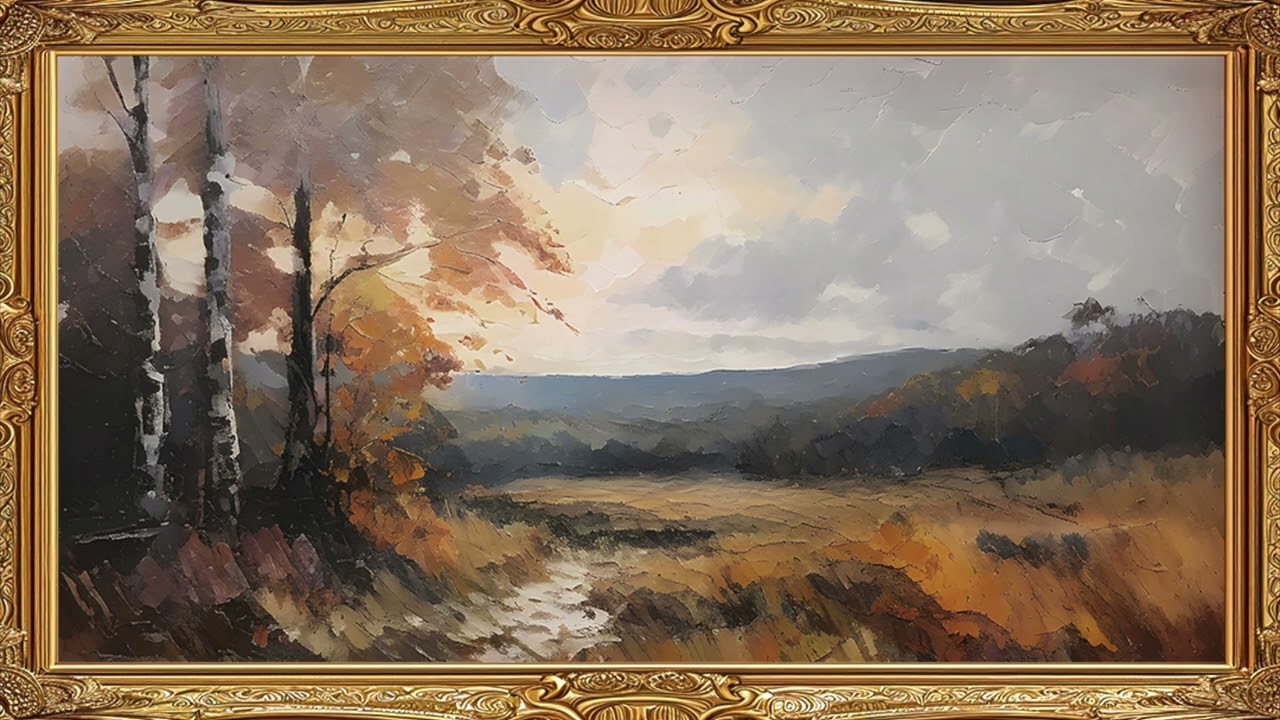 Fall Oil Painting Frame TV Art Vintage Landscape Wallpaper Framed HD Screensaver Autumn