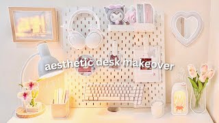 aesthetic desk makeover 🐰🌷 cozy setup minima