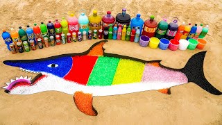How to make Rainbow Helicoprion Shark with Orbeez, Big Coca Cola, Fanta, Chupa Chups vs Mentos