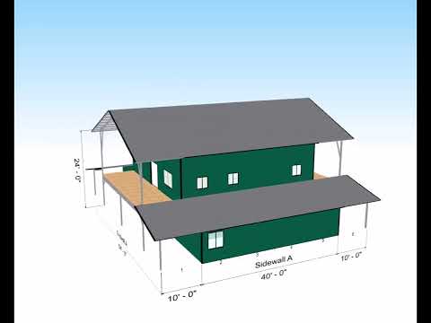 ARIZONA 64 X 40 GABLE DOUBLE LEANTO 2 STORY BARNDOMINIUM KIT