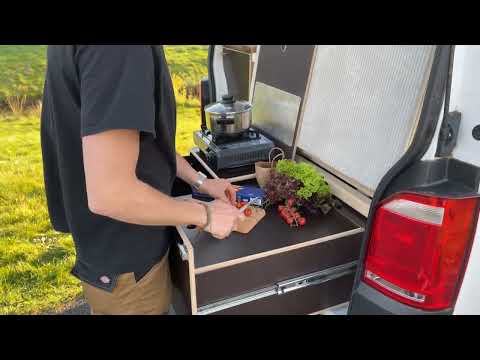 VW T6 Camper Küche weißer Bulli Volholzausbau - FahrendesZuhause