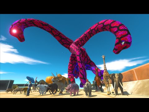 Escape from 3x Headed Spider-man Brachiosaurus🦖Dinosaurs & ALL Units-Animal Revolt Battle Simulator