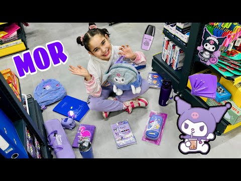 HER ŞEY MOR RENK KIRTASİYE ALIŞVERİŞİ VLOG !! MOR OLAN HER ŞEYİ SEPETE ATALIM !!