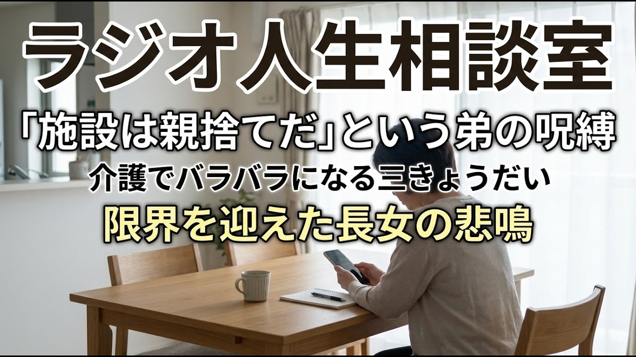 【人生相談】「施設は親捨てだ」と罵る弟。認知症の母の介護を長女一人に押し付けるきょうだいの確執【電話相談・悩み相談】