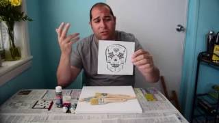 Quick and Easy Oil Painting Project using a Stencil (Sugar Skull Art)