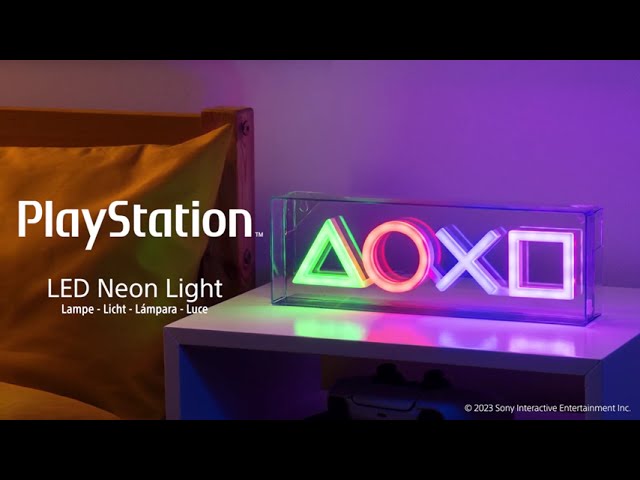 Vídeo relacionado con Luz logo PlayStation - Producto oficial, 3 modos de luz, iluminación reactiva al sonido para decoración de juegos u oficina, regalo para gamers, alimentado por USB o batería