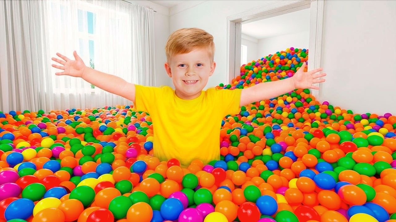 Oliver and Mom Colored Balls Everywhere