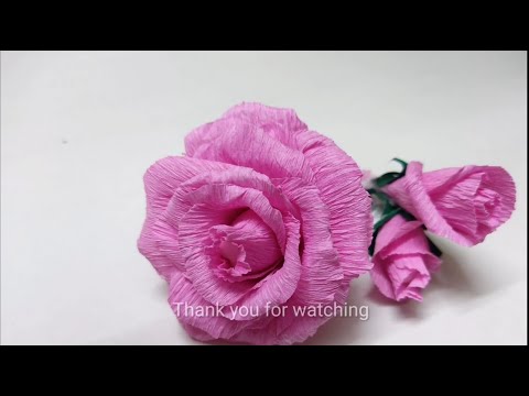 Realistic Pink Rose make beuttyfull flowers crap paper flowers  drasing . ලස්සනට රෝස මල් හදමු