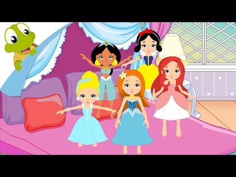 Five Little Princesses jumping on the bed | Nursery Rhymes for Kids