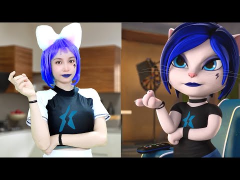 Cute Girl Cosplay Imitating Angela Becoming a Witch - My Talking Angela 2 In Real life