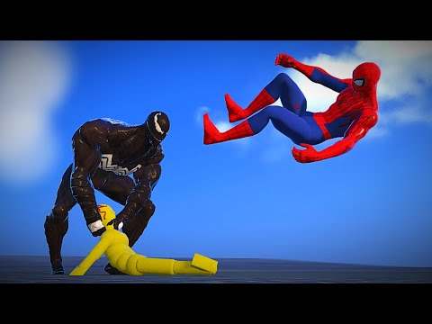 SPIDERMAN Saves Ragdolls from Venom - Overgrowth Mods Gameplay