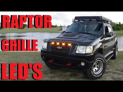 EXPLORER SPORT TRAC / RAPTOR STYLE GRILLE LED LIGHTS (SMOKED AMBER LED LIGHTS) EASY INSTALL.