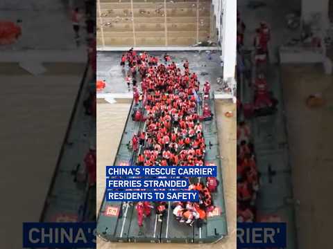 China's 'rescue carrier' ferries stranded residents to safety #coolchicauto