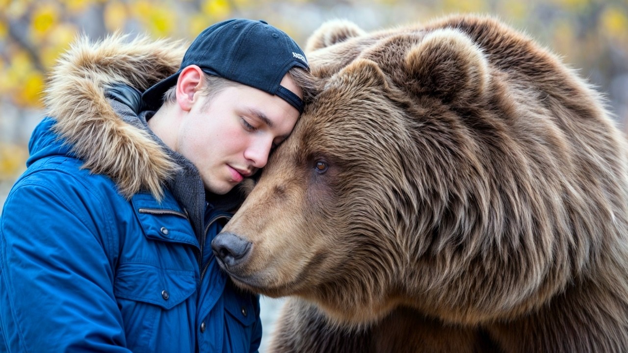 A HUNTER FED A PREGNANT BEAR DYING ALL WINTER — 1 YEAR LATER, HE HEARD A SOUND AND CRIED