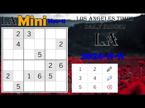Los Angeles Times Daily Sudoku 2024-11-11 1961 Mini #RemembranceDay