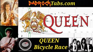Bicycle Race - QUEEN - Guitar + Bass TABS Lesson 