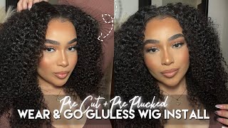 Pre Cut + Pre Plucked Curly GLUELESS Wig Install | WEAR & GO Wig For Beginners | REMY FORTE HAIR
