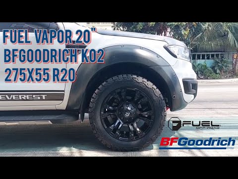 Fuel Vapor 20" wrapped with BFGoodrich KO2 tires 275/55 R20 on a Ford Everest @ RNH Tire Supply