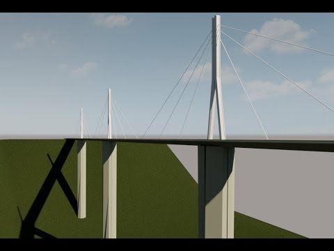 Flying over Millau Viaduct in Revit.