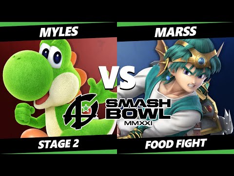 Smash Bowl MMXI Food Fight SSBU - Myles (Yoshi) Vs. Marss (Hero, Sonic, ZSS) Smash Ultimate Stage 2