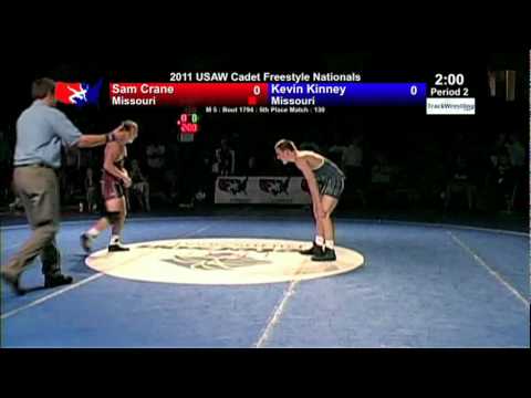 Cadet Freestyle 5th 130 - Kevin Kinney (MO) vs. Sam Crane (MO)