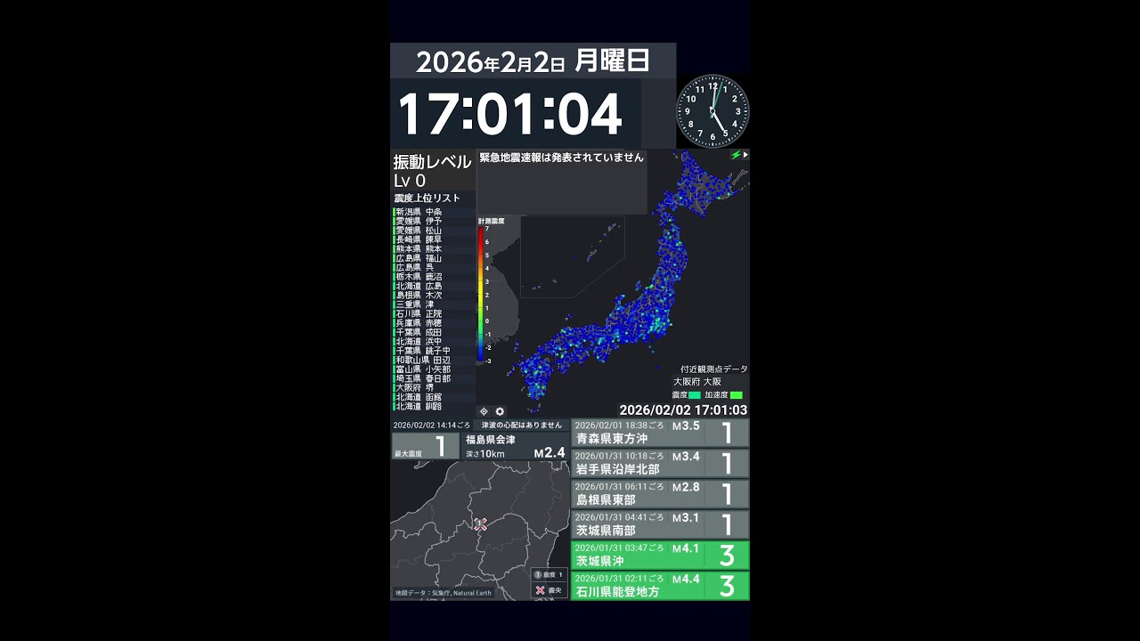 緊急地震速報24時間放送　ショート版