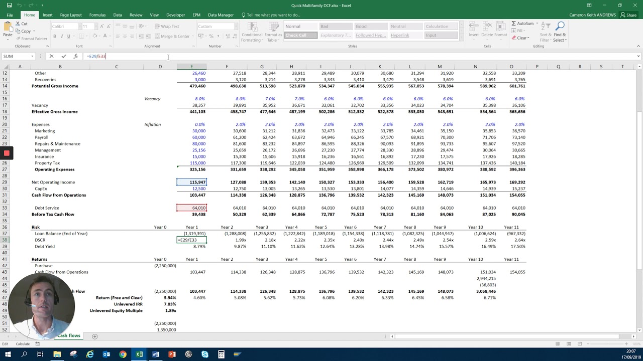 Excel Modeling: Quick Multifamily DCF