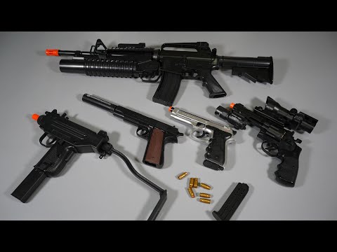 Shell ejecting Colt M1911 Toy gun - M4 M203 Airsoft Toy Gun -Micro Uzi- REALISTIC TOYGUNS collection