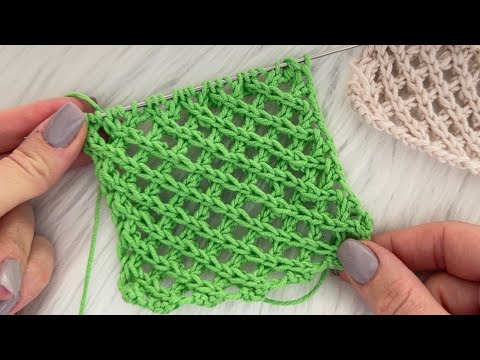Einfaches Strickmuster für Gitternetz-Spitze | 4-reihiger Lochmusterstich | Stricken mit Fariba a...