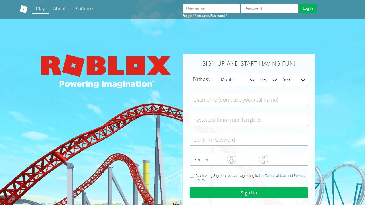 Roblox website in 2017