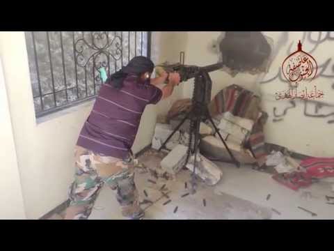 استهداف تحصينات قوات النظام  بالرشاشات الثقيلة من قبل جماعة أنصار الهدى في درعا المحطة