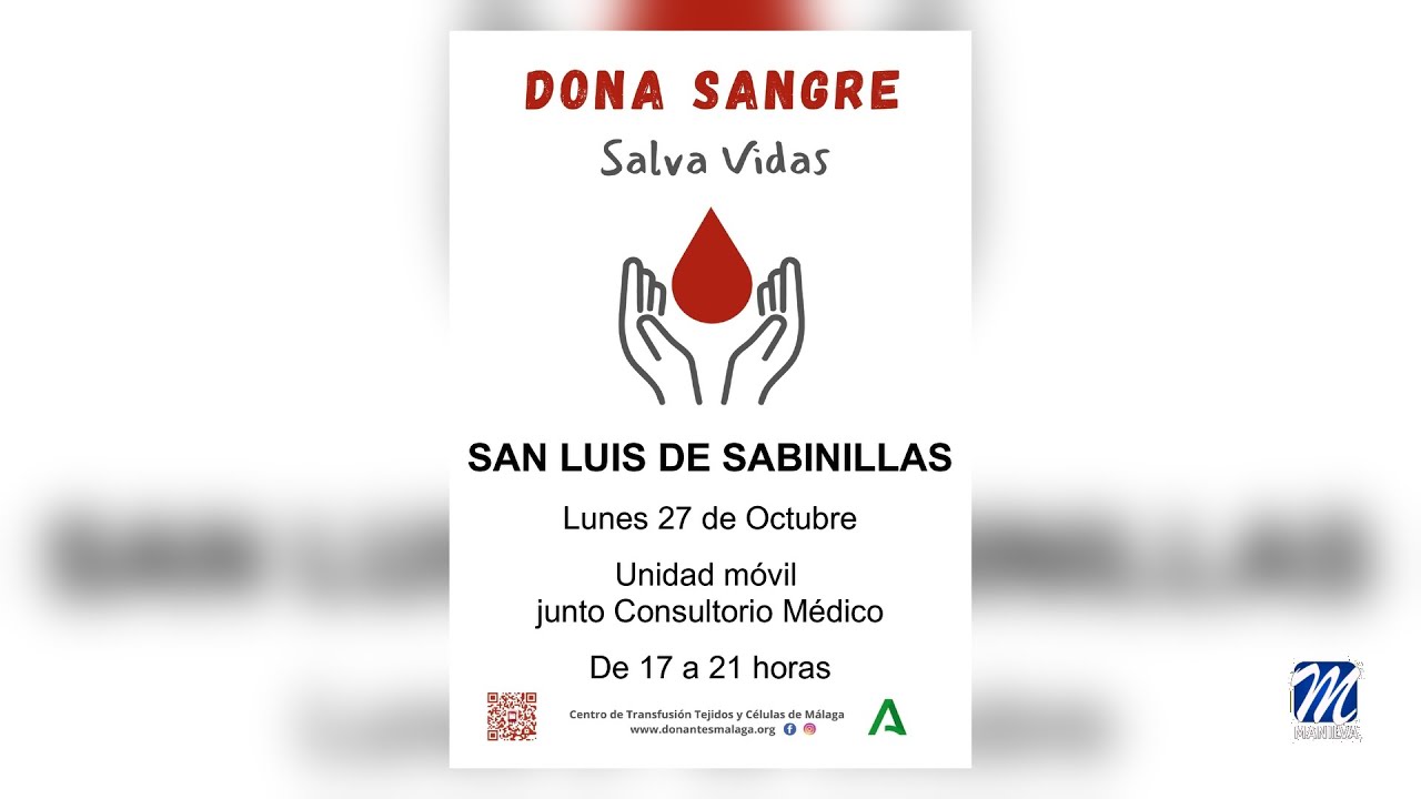 El 27 de octubre podrán donar sangre en Sabinillas