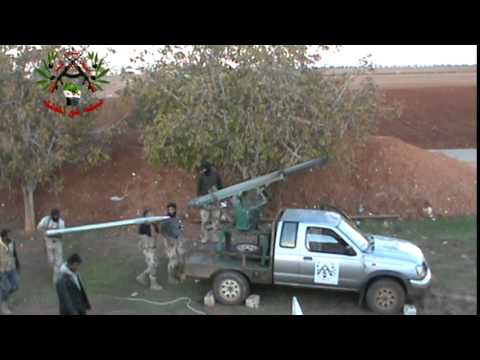 استهداف مقرات النظام بصواريخ غراد من قبل جبهة حق المقاتلة في دير محردة في محافظة حماة