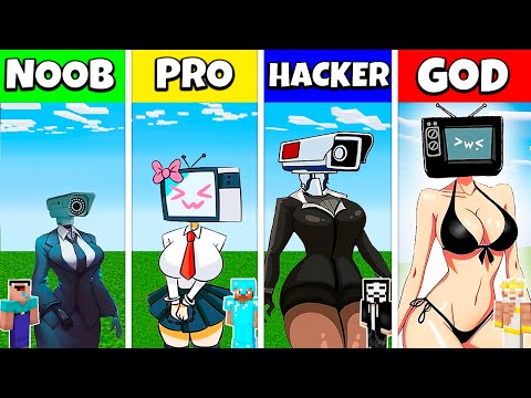 CAMERA WOMAN VS TV WOMAN BUILD CHALLENGE - Minecraft Battle NOOB vs PRO vs HACKER vs GOD / Animation
