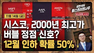 [김현석의 월스트리트나우-11월14일] 시스코, 2000년 최고가..버블 정점 신호? | 12월 인하 확률 …
