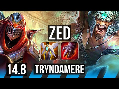 ZED vs TRYNDAMERE (MID) | Rank 4 Zed, 11/3/17, 49k DMG, 800+ games | KR Challenger | 14.8