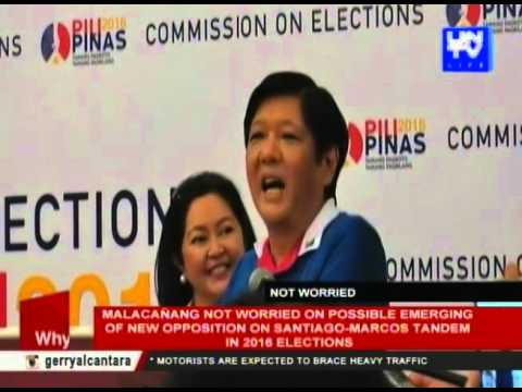Malacañang not worried about the possible Santiago-Marcos tandem in 2016 elections
