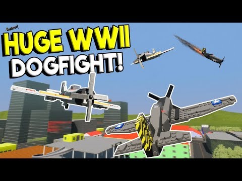 LEGO WWII PLANE CITY BATTLE - Brick Rigs Multiplayer Gameplay - Lego Plane Destruction